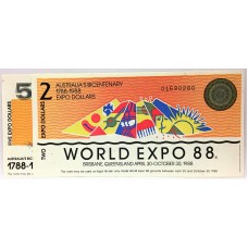 AUSTRALIA 1988 . TWO DOLLARS AND FIVE DOLLAR BANKNOTES . EXPO DOLLARS